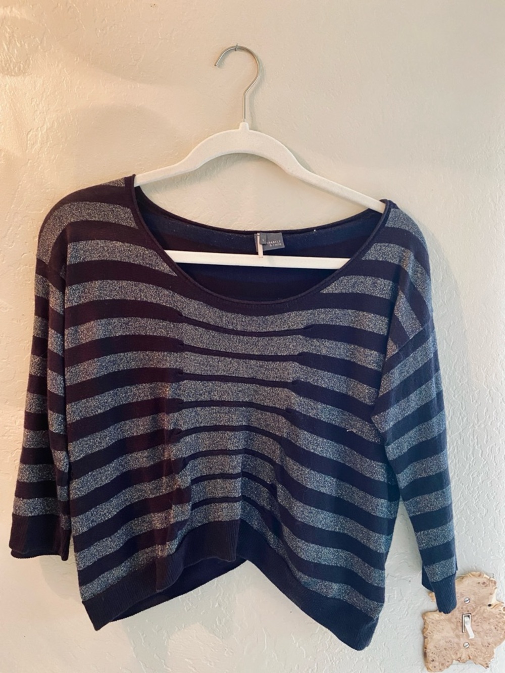 Sparkle & Fade Navy Top with Subtle Texture